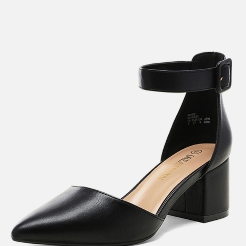 Chic Black Pointed Toe Heels with Ankle Strap